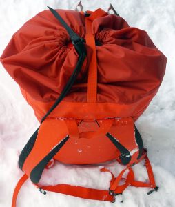 I usually ignored the roll-top and instead used the drawcord, creating a hole that let snow funnel into the pack.