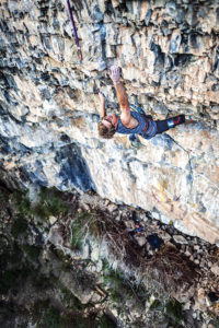 Erik Durgin tries a new project that checks in around 5.13c. Photo by Keith Ladzinski.