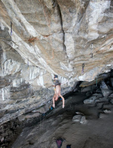 Ondra on the no-hands rest. Last season, he could hold this position "for maybe 15 seconds," but after more specific training, he held it for about four or five minutes during the send. Photo: Pavel Blažek.