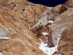 Kennedy climbs M6 terrain at 7,000 meters on summit day. Photo: Kyle Dempster.