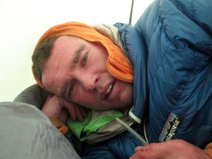 Wharton struggling with altitude sickness on day two. Photo: Hayden Kennedy.