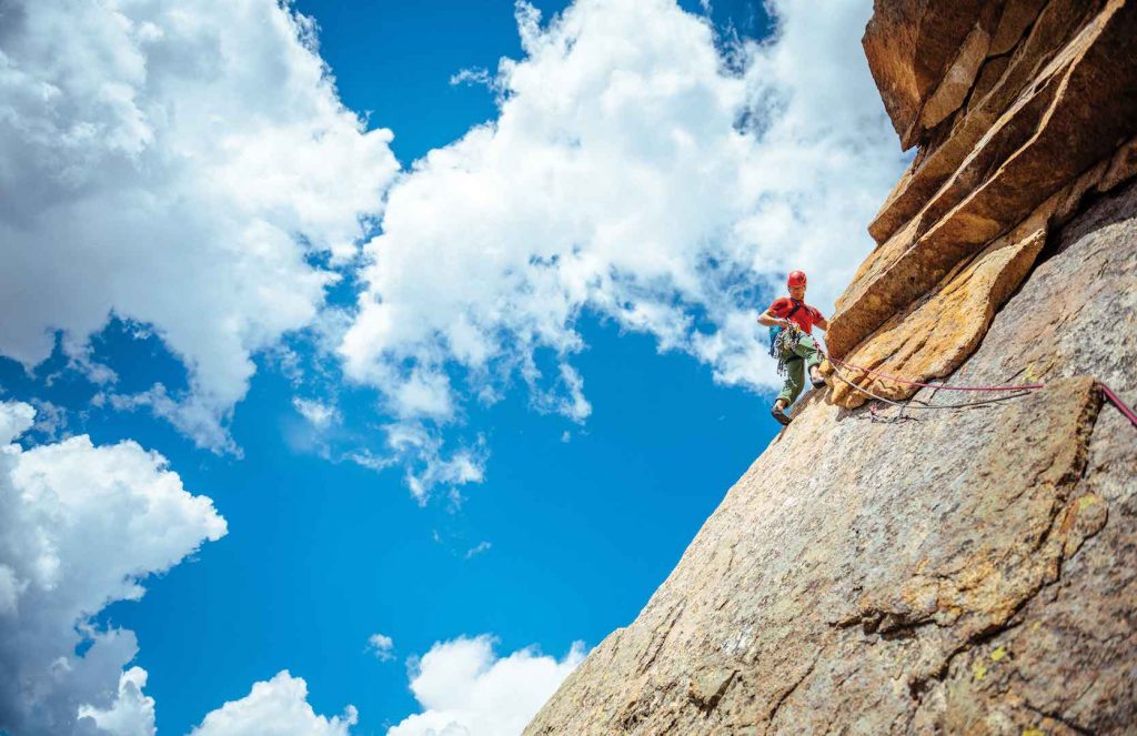 Justin Wood, up in the alpine on a midsummer's romp on the Elephant's Perch, Mountaineer's Route (5.9). Photo: Jeremiah Watt.