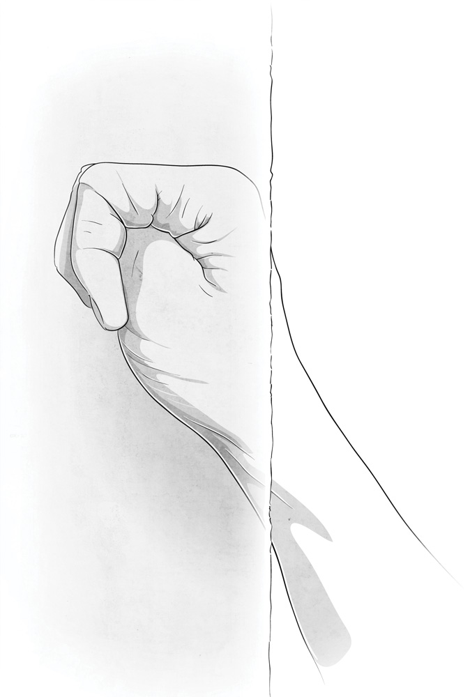 Fist jam with thumb tucked. For wider fist jams, keep your thumb outside.