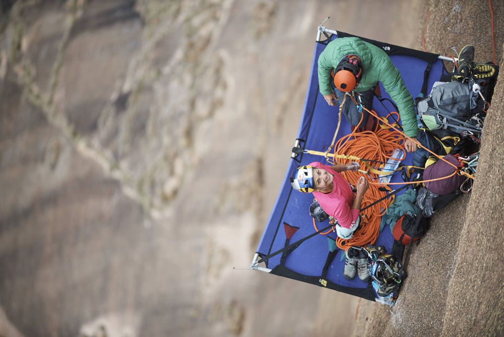Life on the ledge. “When it was windy, it would actually be pretty cold,” DiGiulian says. Photo: François Lebeau / Red Bull Content Pool.