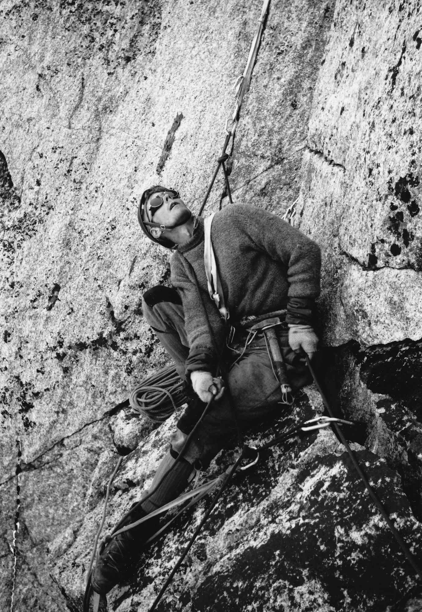 Gary Hemming on the South Face of the Aiguille du Fou. Photo: Tom Frost. Gary Hemming on the South Face of the Aiguille du Fou. Photo: Tom Frost.