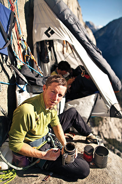 At home high on the <em>Dawn Wall</em>. Photo: Tim Kemple. At home high on the <em>Dawn Wall</em>. Photo: Tim Kemple.