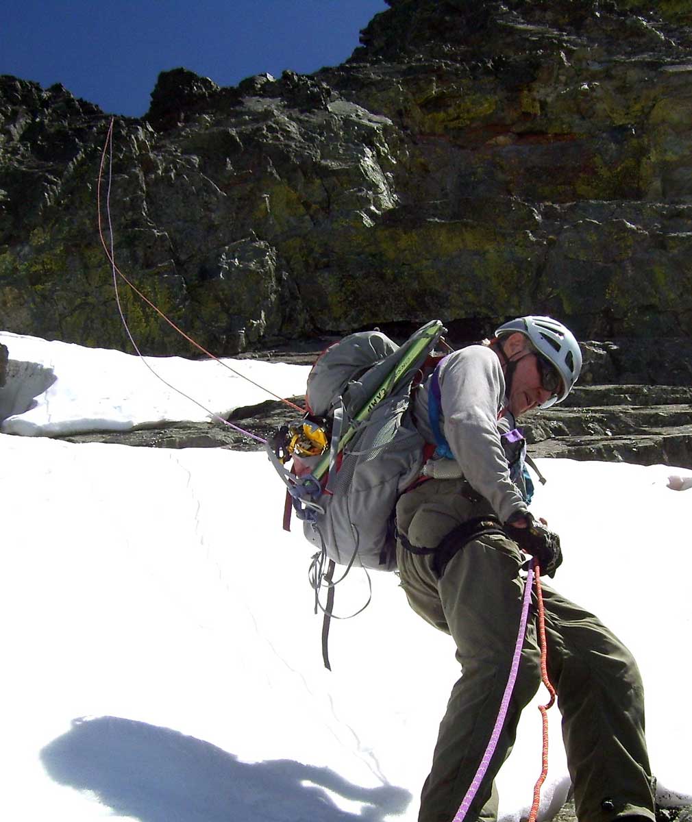 Roy raps off Agnes Mountain (8,115 feet) in Washington, 2010. Roy McMurtrey collection. Roy raps off Agnes Mountain (8,115 feet) in Washington, 2010. Roy McMurtrey collection.