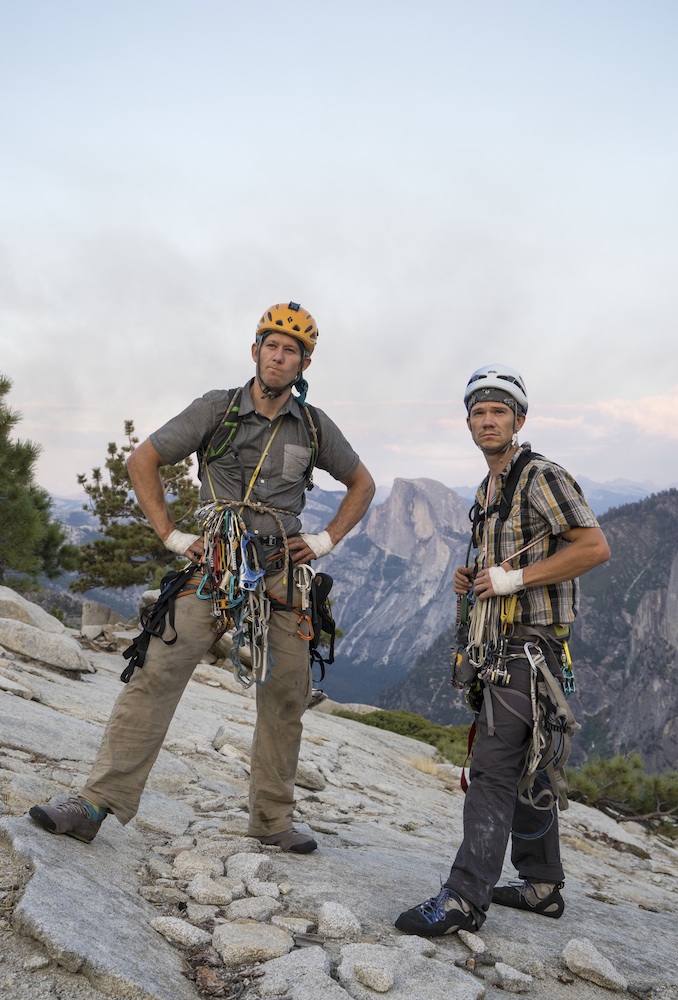 Wilkinson (right) and Lusk (left) celebrating their record setting Brooklyn-El Cap time at the summit. Photo: Cheyne Lempe / Mountain Hardwear. Wilkinson (right) and Lusk (left) celebrating their record setting Brooklyn-El Cap time at the summit. Photo: Cheyne Lempe / Mountain Hardwear.