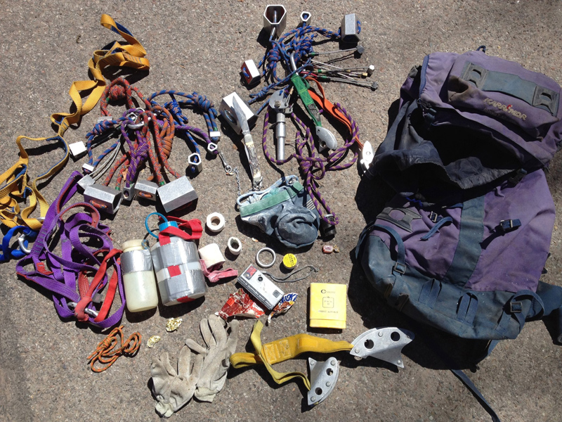 The mystery pack and gear. Photo by Tim Mutrie. The mystery pack and gear. Photo by Tim Mutrie.